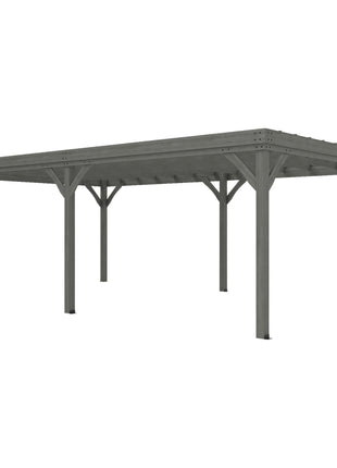 12' x 20' Outdoor Wooden Pergola, Grape Vine Gazebo with Concrete Anchors for Garden, Patio, Backyard, Deck, Gray