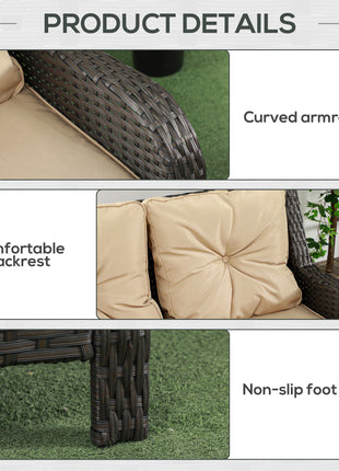 3-Seater Outdoor Sofa w/ 4" Thick Cushions, Outdoor Couch, Beige