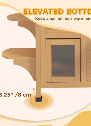  2-story Cat House Outdoor, Weatherproof Wooden Cat Enclosure for Feral Cats with Escape Door, Openable Roof, Jumping Platforms, Natural