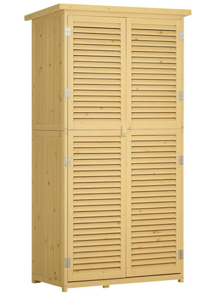 5' x 3' Wooden Garden Storage Shed, Sheds & Outdoor Storage with Asphalt Roof & 2 Large Wood Doors with Lock, Natural