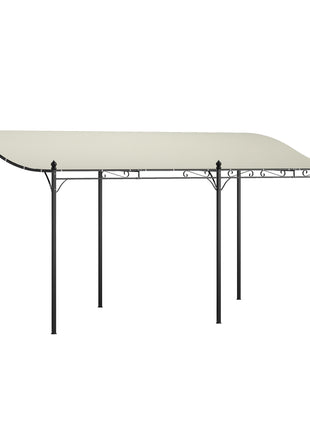 10' x 16' Wall-Mounted Outdoor Pergola Canopy, Metal Patio Canopy with Drainage Holes for Backyard Garden, Cream White
