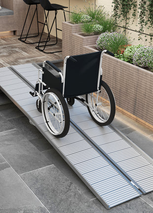 10 ft Foldable Heavy-Duty Wheelchair Ramp, for Home Steps Doorways, Handicap, Silver