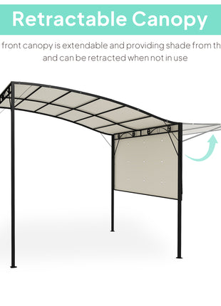 10' x 8' Outdoor Pergola and Patio Gazebo for Garden, Camper, Deck, Doors and Windows, Cream White