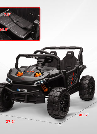 12V Ride On Truck, Battery Powered Electric Car for Kids w/ Remote Control, 4-Wheel Suspension & LED Lights, Black