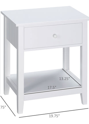 End Table, 2-tier Side Table with Drawer and Storage Shelf, Modern Sofa Side Table for Living Room, Gray