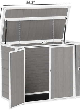 4.7 x 2.5FT Outdoor Horizontal Storage Shed, Lockable Trash Can Storage with Chain Lid, Gray