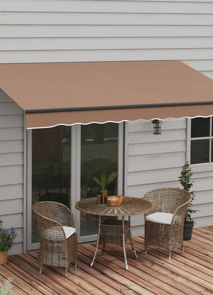 12' x 10' Retractable Awning, 280gsm UV Resistant Sunshade Shelter for Deck, Balcony, Yard, Coffee