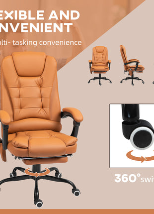 7-Point Vibrating Massage Office Chair High Back Massaging Office Desk Chair with Lumbar Support, Footrest, Light Brown