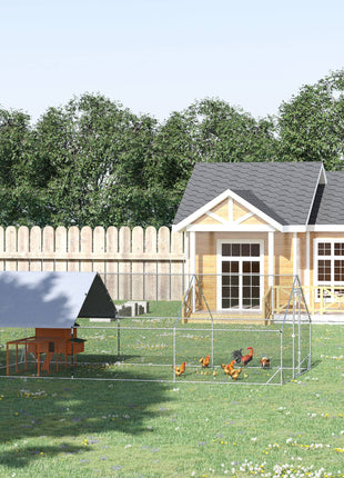 10' x 20' x 6.5' Chicken Coop Cage, Outdoor Hen House w/Cover & Lockable Door