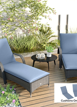 Foldable Chaise Lounge Cushion Set of 2, Outdoor Lounge Chair Cushion Set, UPF50+ 200gsm Fabric, 76" x 23", Blue