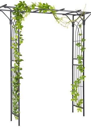 82'' Decorative Metal Garden Trellis Arch with Durable Steel Tubing & Elegant Scrollwork, Perfect for Weddings