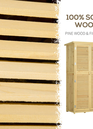 5' x 3' Wooden Garden Storage Shed, Sheds & Outdoor Storage with Asphalt Roof & 2 Large Wood Doors with Lock, Natural
