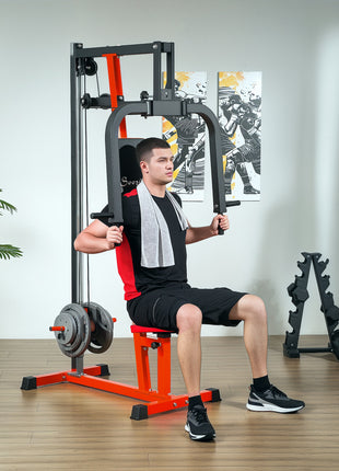 Chest Fly and Chest Press Machine for Back, Pectoral, Rear Deltoid and Shoulder Training, Red