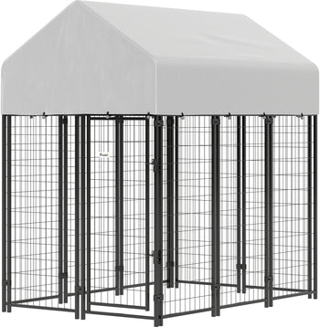 Outdoor Dog Kennel with Roof, 6' x 4' x 6' Heavy Duty Welded Wire Dog Playpen Enclosure with Escape-proof Lock