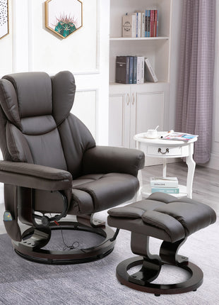 Massage Sofa Recliner Chair w/ Footrest, 10 Vibration Point, Faux PU Leather, Brown