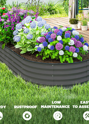 7' x 3' x 1' Raised Garden Bed Set, 2PCS Raised Beds for Gardening with Metal Plant Stakes, Dark Gray