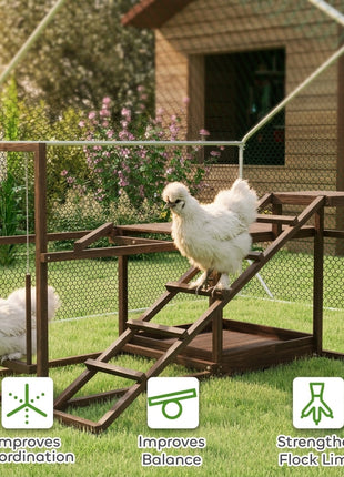Chicken Perch with Swing, Roosting Bars & 2 Ladders for 4–6 Hens, Wooden