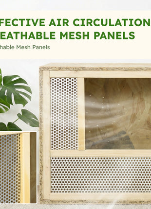 Wooden Reptile Terrarium with Sliding Door for Chameleon, Lizard, Snake, Frog, Turtle, 31.5" x 15.7" x 15.7"
