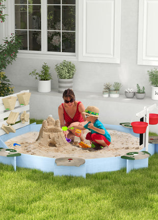 Wooden Sandbox for 3-7 Years, 85" x 85" x 25", Blue