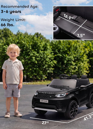 12V Electric Car for Kids, Licensed Land Rover Ride on Car with Parent Remote, Soft Start, 4 Wheel Suspension, Black