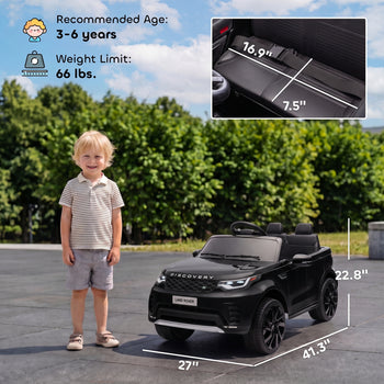 12V Electric Car for Kids, Licensed Land Rover Ride on Car with Parent Remote, Soft Start, 4 Wheel Suspension, Black