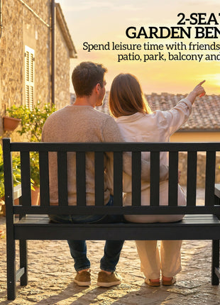 2-Person Garden Bench, HDPE Outdoor Bench with 530 lbs Capacity, Curved Seat for Backyard, Park, Porch, Lawn, Black