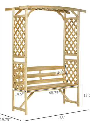 Patio Garden Bench, Wooden Bench, Outdoor Bench for Vines/Climbing Plants, Natural
