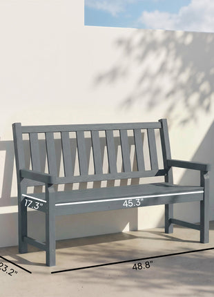 2-Person Garden Bench, HDPE Outdoor Bench with 530 lbs Capacity, Curved Seat for Backyard, Park, Porch, Lawn, Gray