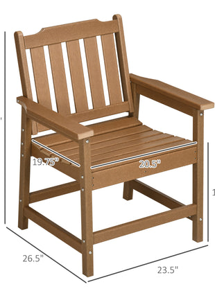 All-Weather Patio Chair, HDPE Patio Dining Chair, Heavy Duty Wood-Like Outdoor Furniture for Garden, Backyard, Deck, Porch, Lawn, Brown