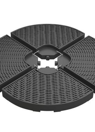 HDPE Material Patio Umbrella Base Weights Sand Filled up to 150 Lb. for Any Offset Umbrella Base | 4-Piece, Water or Sand Filled, All-Weather, Black (Round)