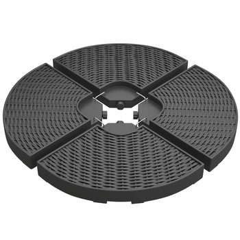 HDPE Material Patio Umbrella Base Weights Sand Filled up to 150 Lb. for Any Offset Umbrella Base | 4-Piece, Water or Sand Filled, All-Weather, Black (Round)
