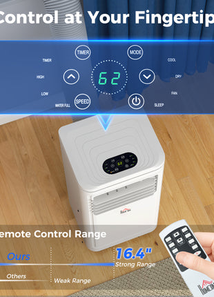 8,000 BTU Portable AC Unit for Apartment , Compact, Movable & Evaporative Cooler for Small Spaces, White