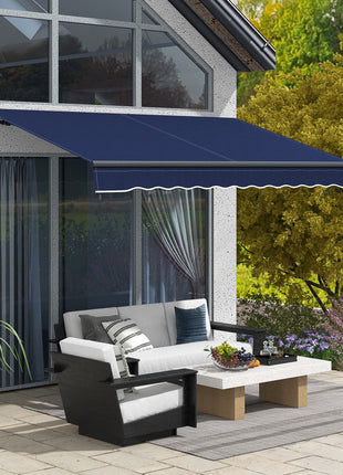 8' x 6.5' Retractable Awning, 280gsm UV Resistant Sunshade Shelter for Deck, Balcony, Yard, Blue