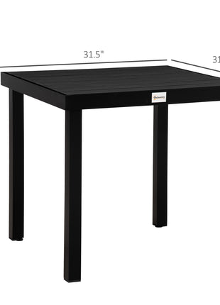 Patio Dining Table for 4, Rectangular Aluminum Outdoor Table for Garden Lawn Backyard, Black