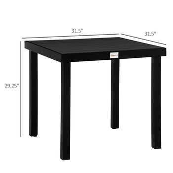 Patio Dining Table for 4, Rectangular Aluminum Outdoor Table for Garden Lawn Backyard, Black