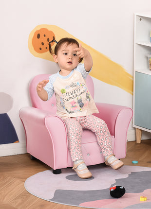 Kids Sofa Toddler Tufted Upholstered Sofa Chair Princess Couch Furniture with Diamond Decoration for Preschool Child, Pink