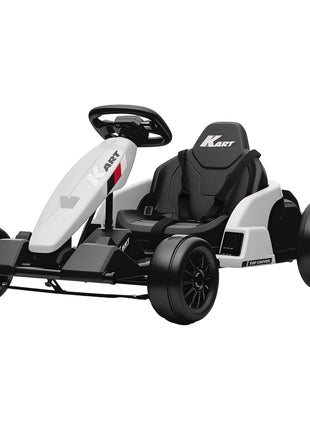 24V Electric Go Kart with Dual 150W Motors, Adjustable Seat & 11.2MPH High Speed, Slow Start, 5-Point Harness, White