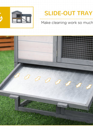 58" Large Rabbit Hutch Outdoor Indoor, Wooden Bunny Hutch, Guinea Pig Cage with Run, Removable Tray, Asphalt Roof, Lockable Doors and Ramp, for 1-2 Small Rabbits, Chickens, Ducks, Dark Gray