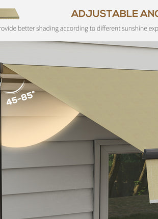 12' x 10' Retractable Awning, 280gsm UV Resistant Sunshade Shelter for Deck, Balcony, Yard, Beige