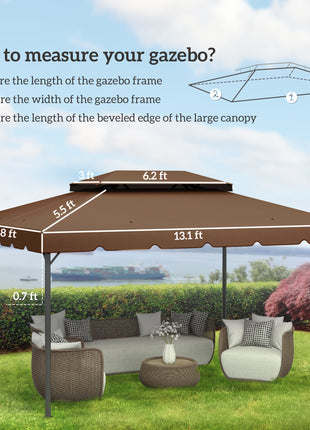 Model 84C-101 or 84C-144 13' x 10' Gazebo Replacement Canopy, Gazebo Top with Double Vented Roof (TOP ONLY), Coffee