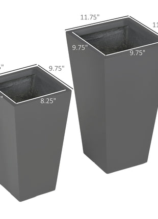 2-Pack Outdoor Planter Set, Flower Pots with Drainage Holes, Durable & Stackable Plant Pot, 22in & 18in, for Porch, Entryway, Patio, Yard, Garden, Gray
