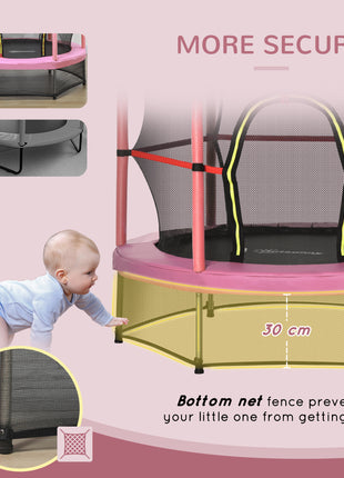 Φ5FT Kids Trampoline with Enclosure Net for Age 3 to 6 Years Pink