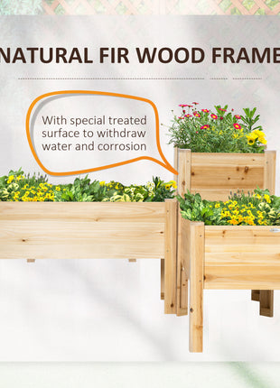 Raised Garden Bed Set of 3, Wooden Elevated Planter Box with Legs and Bed Liner, for Backyard and Patio to Grow Vegetables, Herbs, and Flowers, Natural