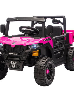 24V 4WD Kids Ride On Car with 6 Wheels Electric Ride On Car with Dump Bed, Remote for 3-6 Years, Pink