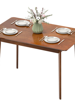 47.2" Rectangle Dining Table for 4, Mid-Century Modern Kitchen Table with Rubber Wood Legs for Dining Room, Walnut