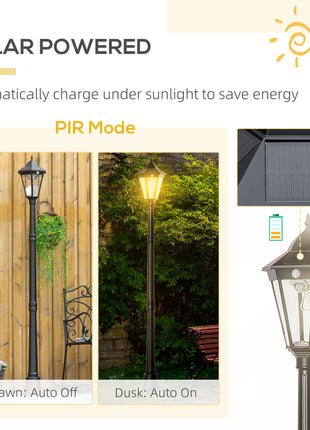 76.5" Solar Lamp Post Light, Dusk to Dawn Vintage Style Street Light, Aluminum Solar Powdered Lamp, PIR Motion Sensor for Garden, Lawn, Pathway, Driveway, Black