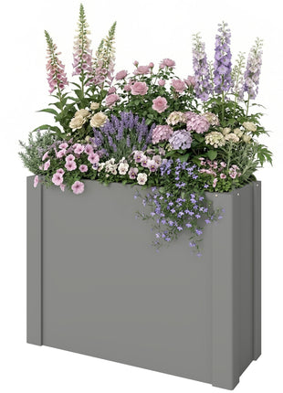 Raised Garden Bed Galvanized Planter Box Outdoor with Gloves for Gardening Vegetables, Flower, Herb, 2.6 x 1 x 2 ft, Gray