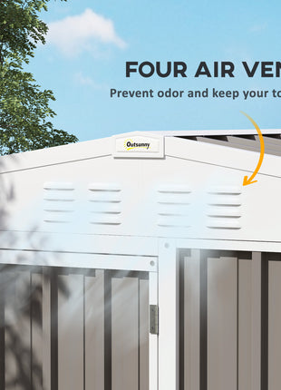 8 x 4ft Outdoor Garden Shed, Metal Shed with Air Vents and Lock for Backyard, Garden, Patio, Warm Gray