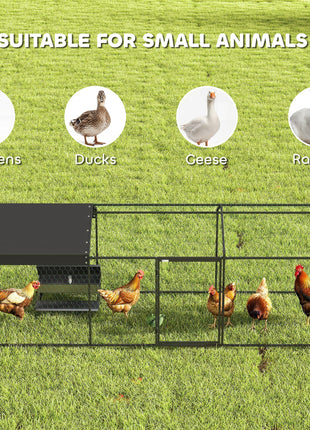 Large Metal Chicken Coop, Chicken Run with Waterproof & Anti-UV Cover for 3-5 Poultry, Outdoor Poultry Cage Rabbit Hutch