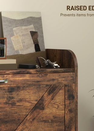 Shoe Cabinet Organizer with 2 Flip Drawers, Legs, Narrow Shoe Storage Cabinet for Entryway, Hallway, Rustic Brown